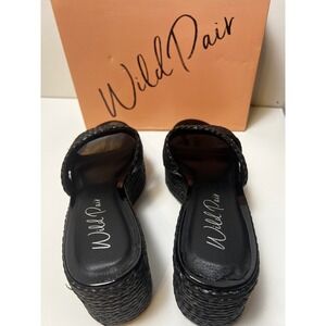 Wild Pair Niftyy Black Woven Platform Wedge Espadrille Sandals Women Sz 11 NIB